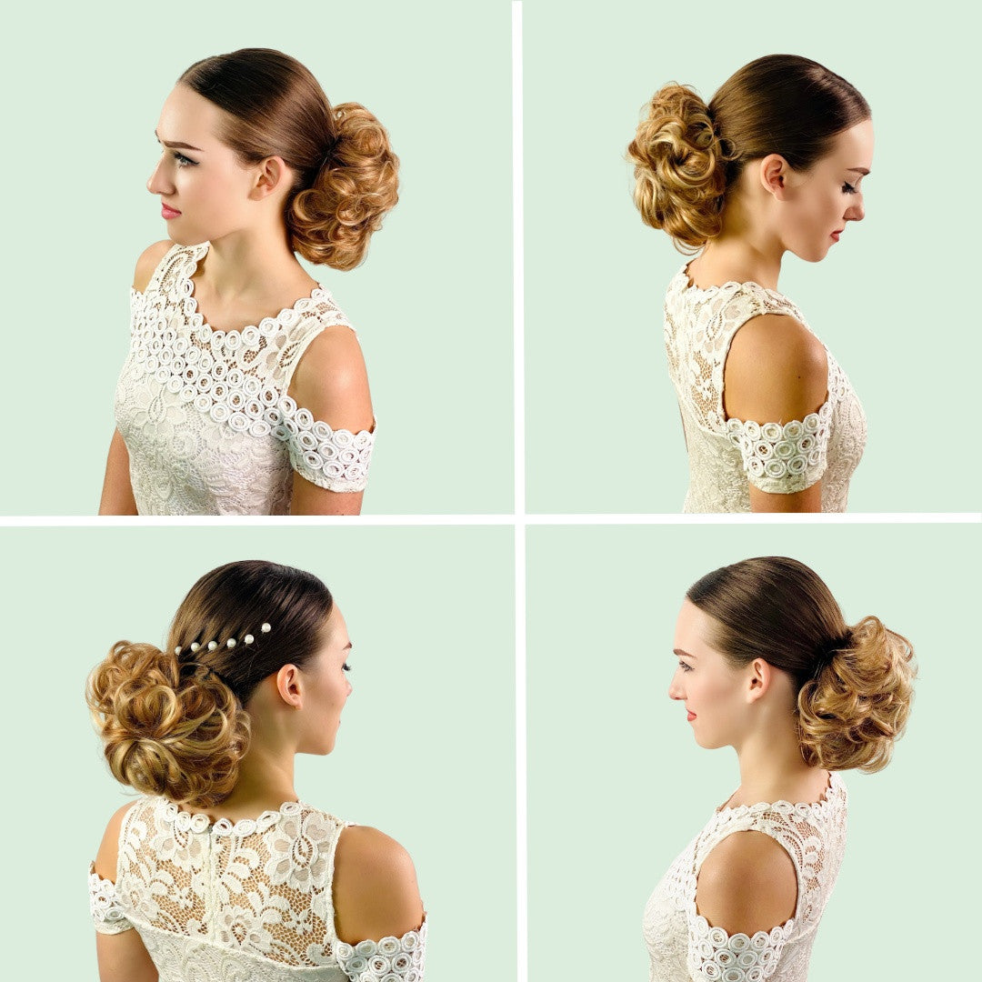 chignon bun, updo hairstyle, wedding bun, clip in hairpieces, easy chignon bun