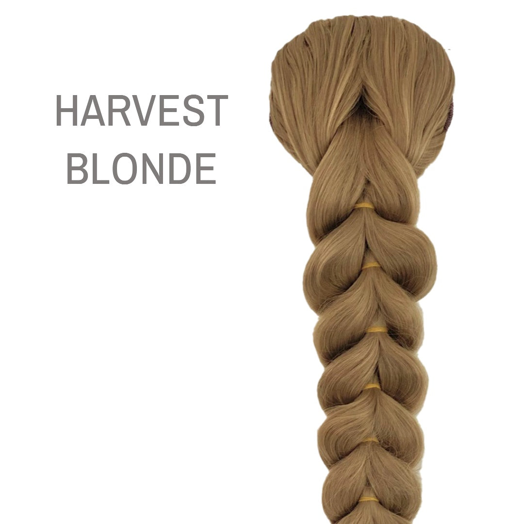 Topaz french braid ponytail from Lars Leroux Hair in color Harvest Blonde