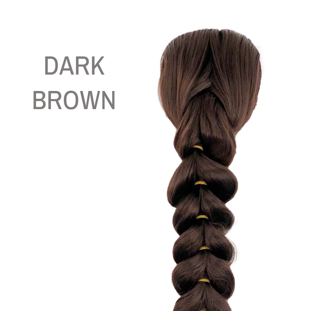 Topaz french braid ponytail from Lars Leroux Hair in color Dark Brown