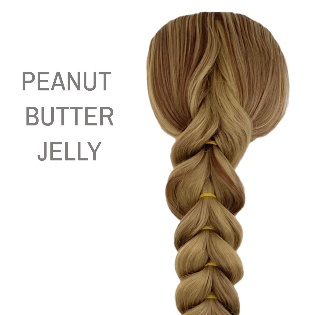 Topaz french braid ponytail from Lars Leroux Hair in color Peanut Butter Jelly