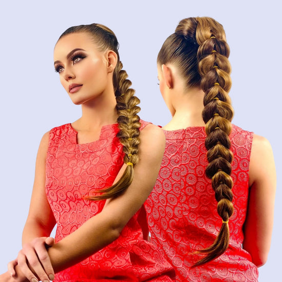 French braid ponytail in an updo hairstyle