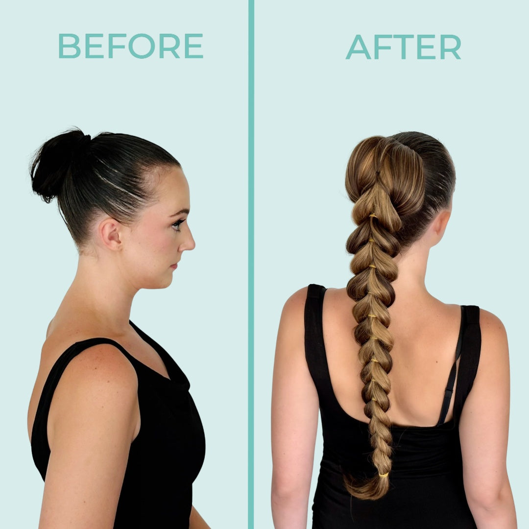 Transforming your look with the addition of a french braid ponytail from Lars Leroux Hair